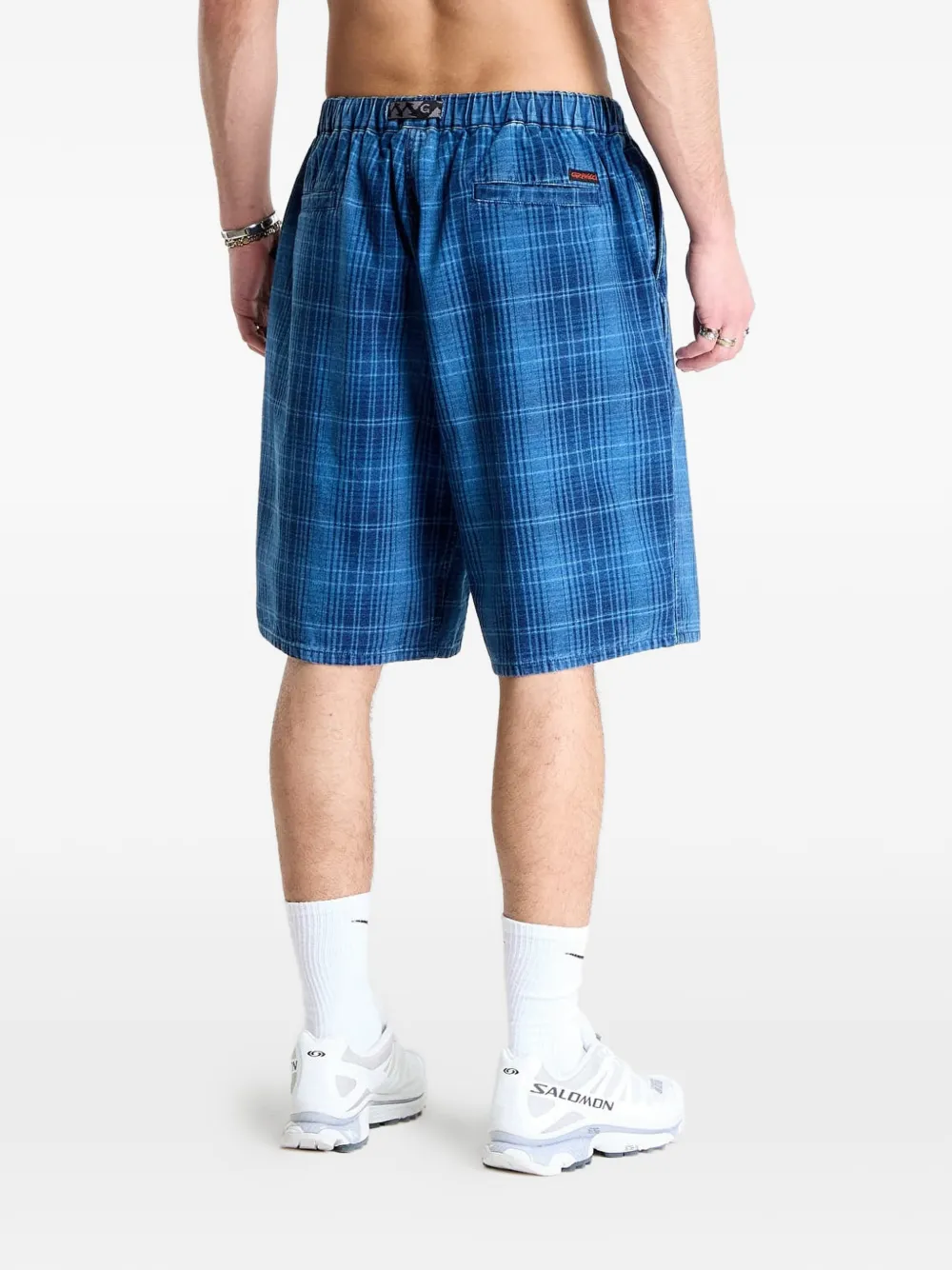  Gramicci Lagoon Short Denim Plaid Shorts - Blue 