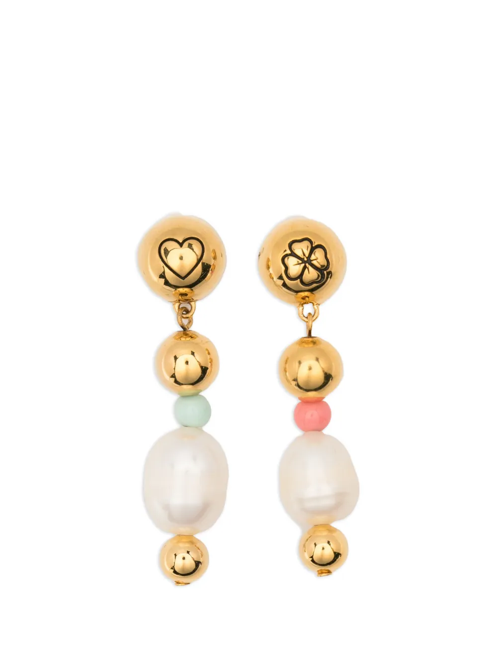 Aurelie Bidermann Dysie smiley pearl earrings - Gold