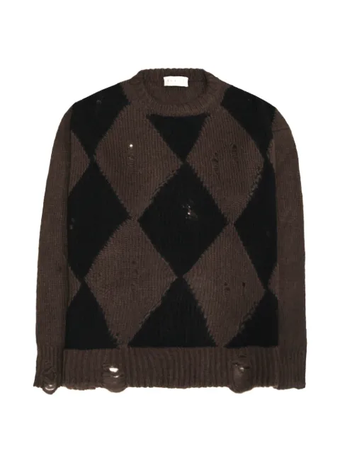 Paura Orfei argyle distressed sweater