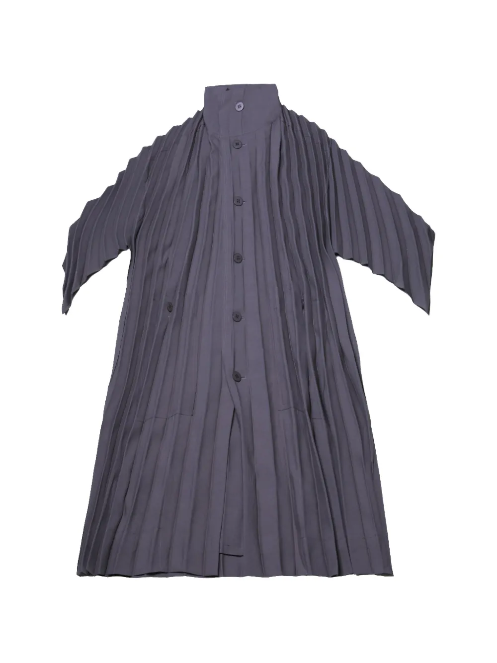 Homme Plissé Issey Miyake Edge pleated button coat - Grigio