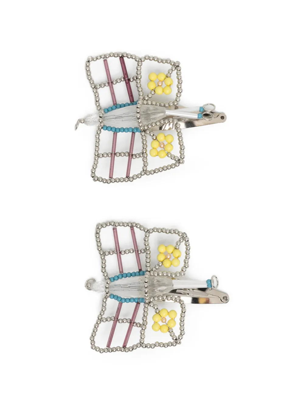 Chopova Lowena beaded-butterfly hair clips - Argento