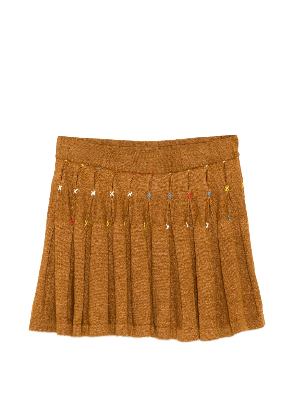 YANYAN KNITS Borlor Double-Layer Mini Skirt - Marrone