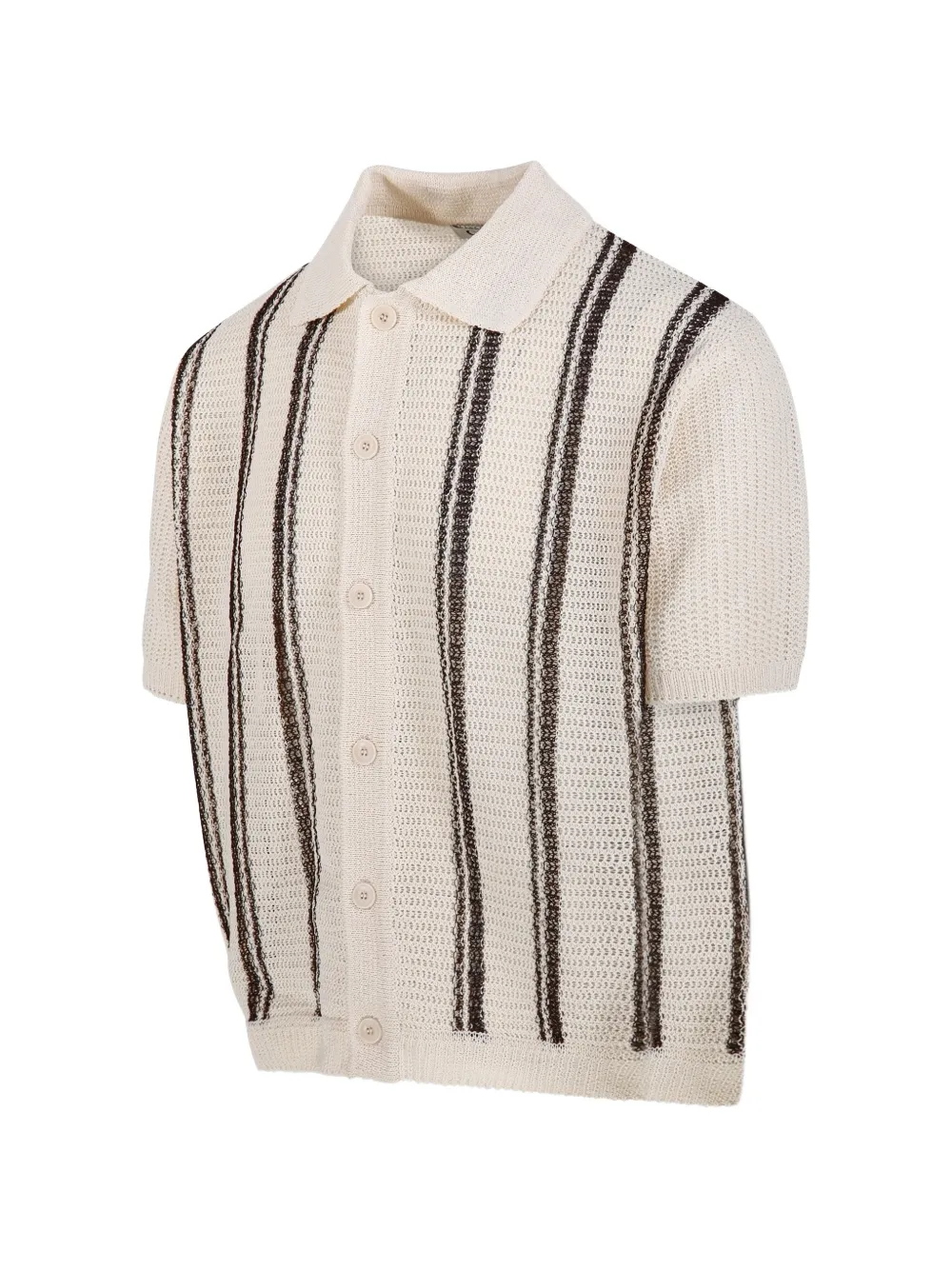  Coor Striped Short-sleeved Cardigan - Neutrals 