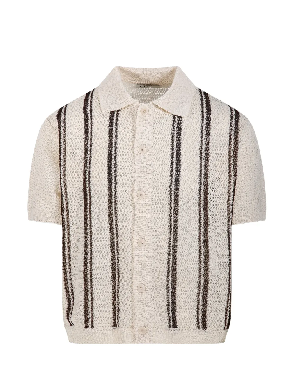 Coor Striped Short-sleeved Cardigan In Multi