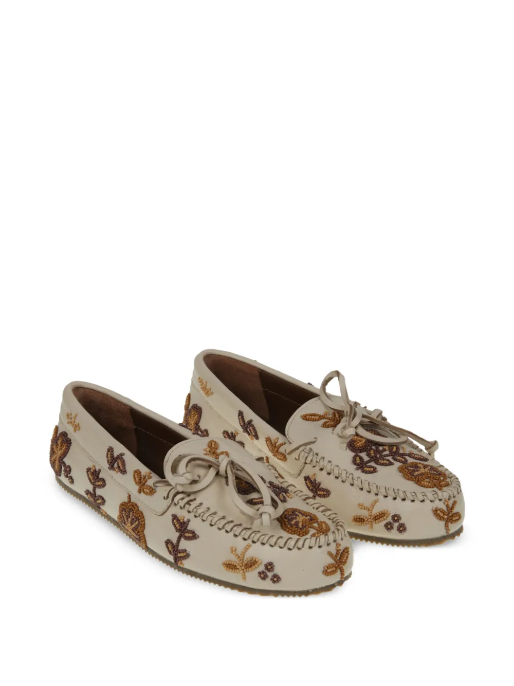  De Siena Shoes Beaded Moccasin Loafers - Neutrals 