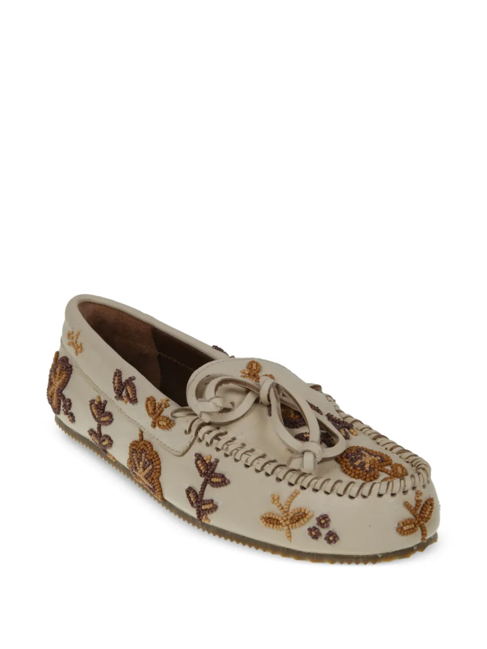  De Siena Shoes Beaded Moccasin Loafers - Neutrals 