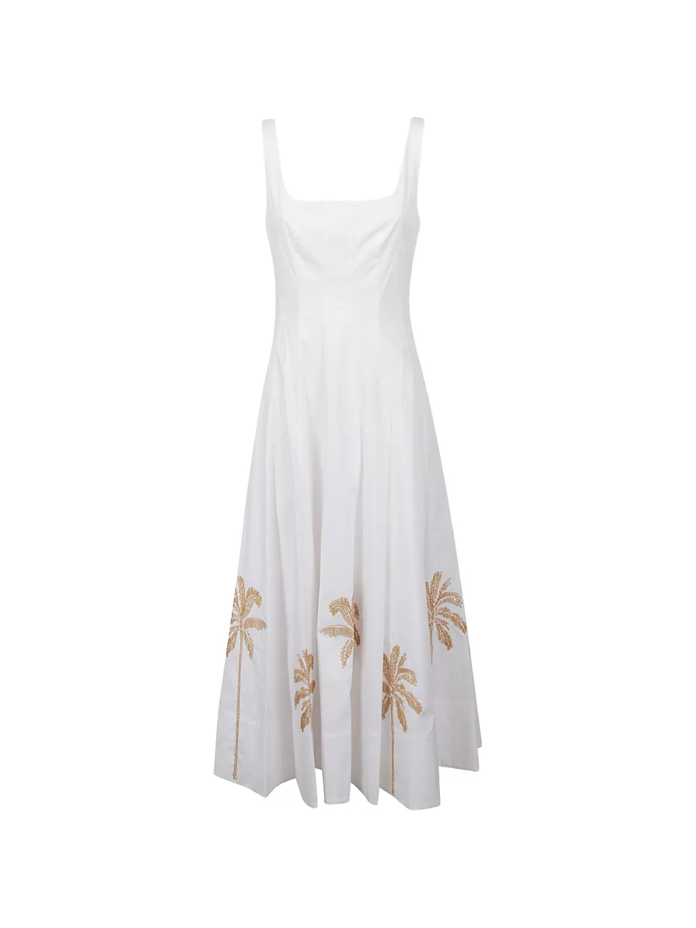 STAUD Wells embroidered midi dress - Bianco