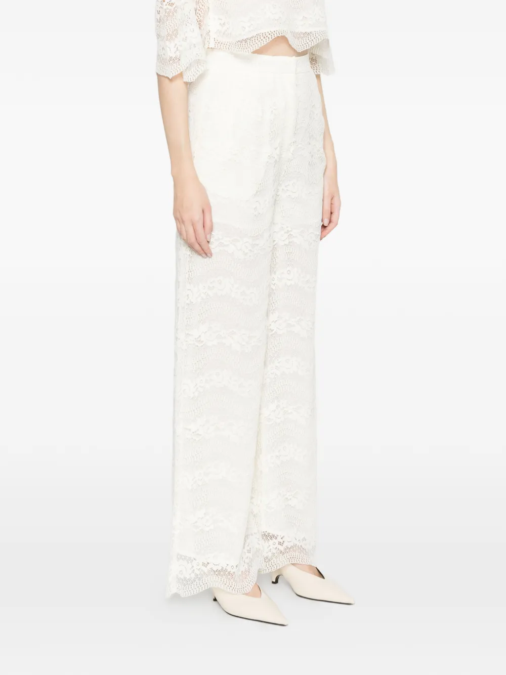 TWINSET Macramé broek met kant Wit