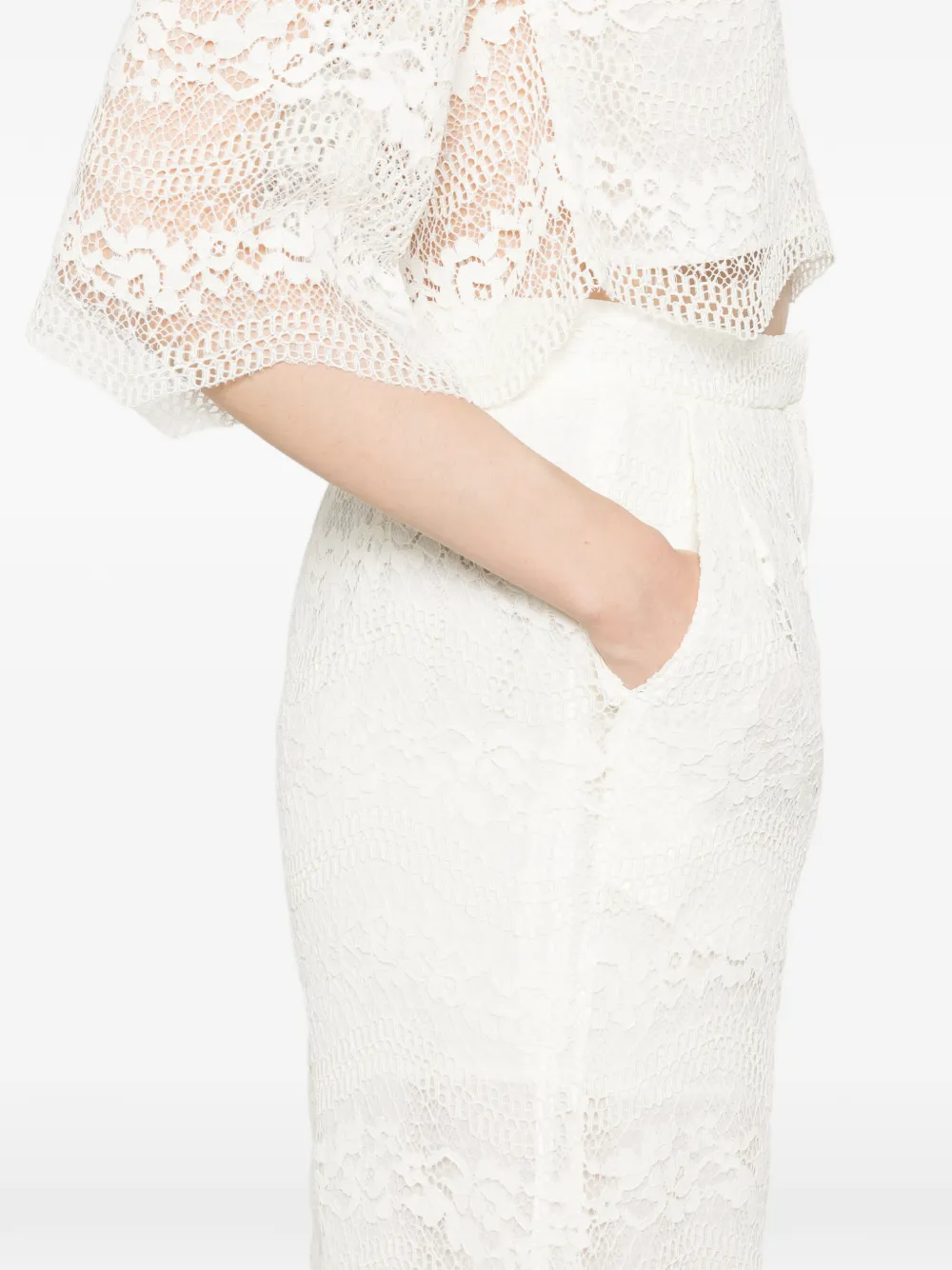 TWINSET Macramé broek met kant Wit