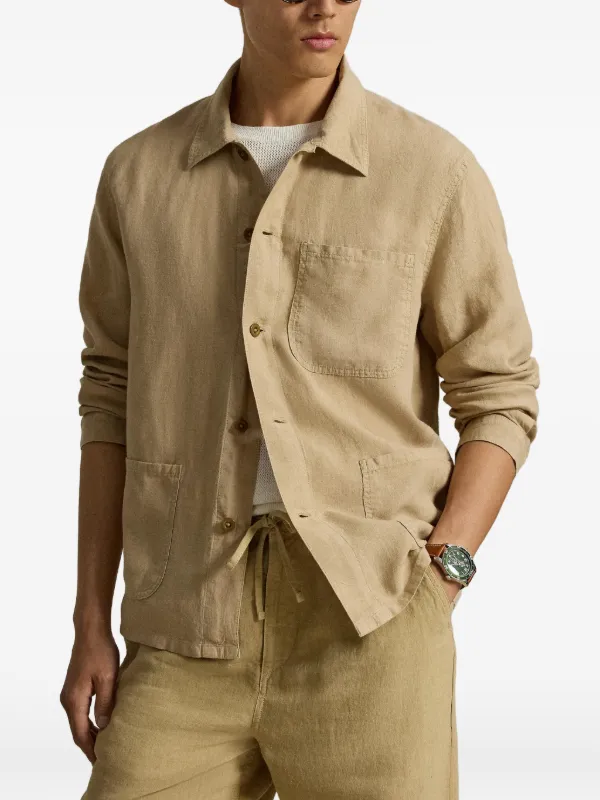 Polo Ralph Lauren Linen Utility Jacket | Neutrals | FARFETCH