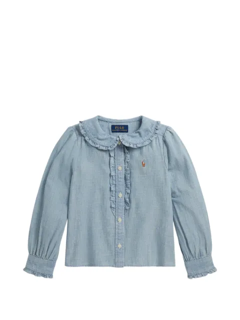POLO RALPH LAUREN KIDS camisa de tejido chambray con volantes