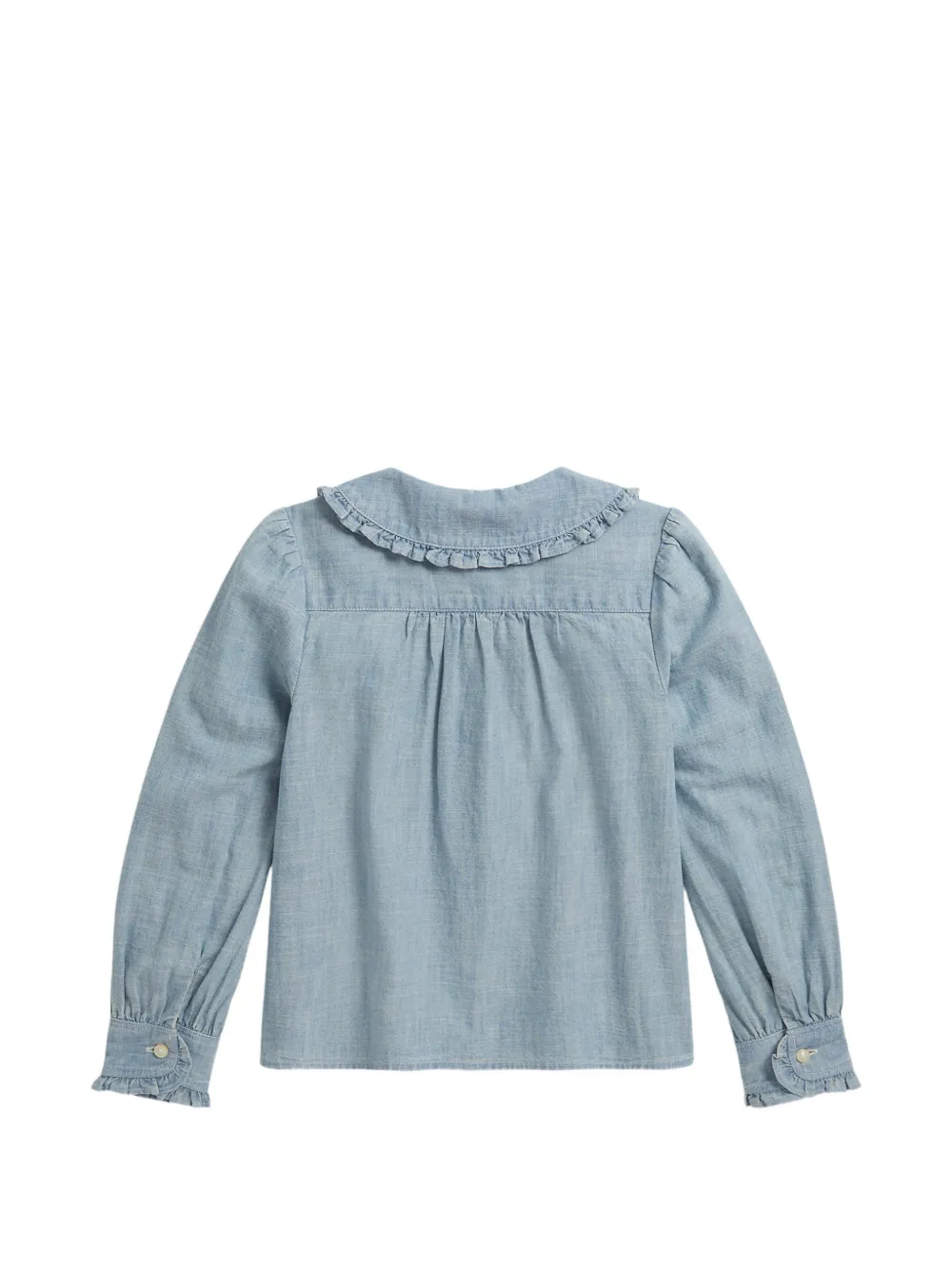 POLO RALPH LAUREN KIDS Chambray shirt met ruches Blauw