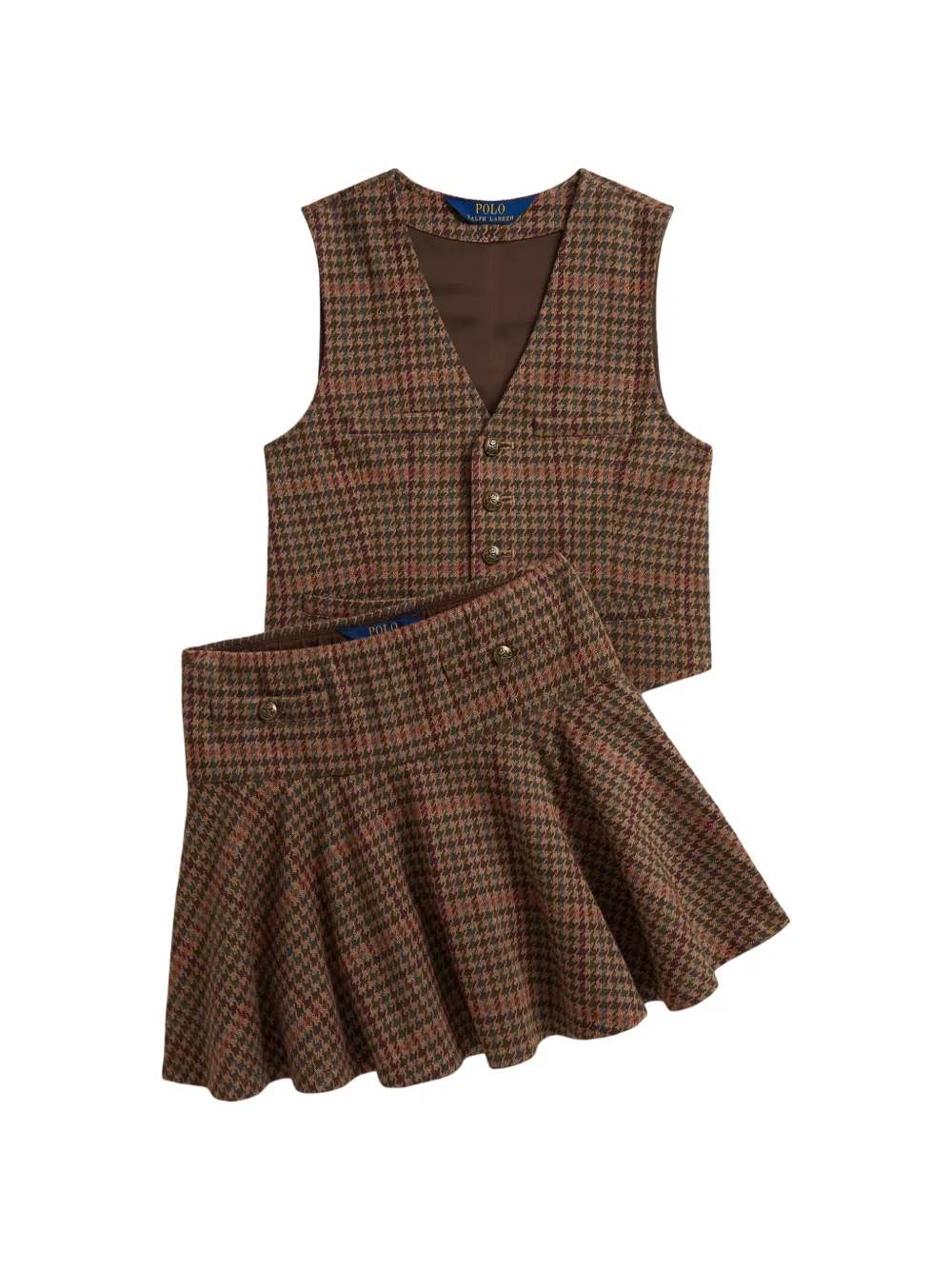 POLO RALPH LAUREN KIDS Top met pied-de-poule print Bruin