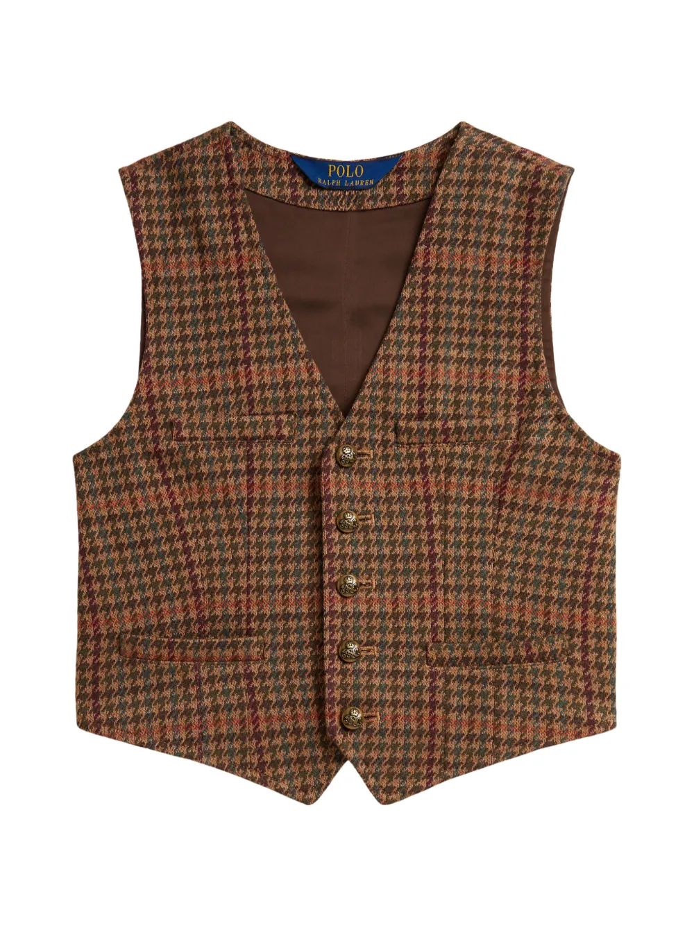 POLO RALPH LAUREN KIDS Pullunder mit Hahnentrittmuster - Braun