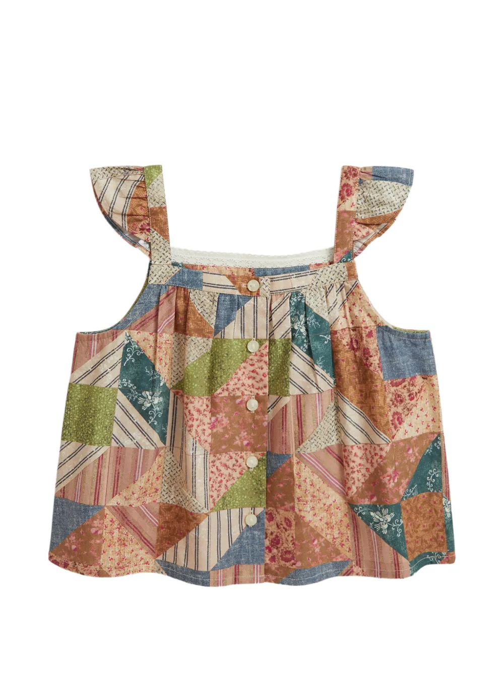 POLO RALPH LAUREN KIDS Top con design patchwork - Toni neutri