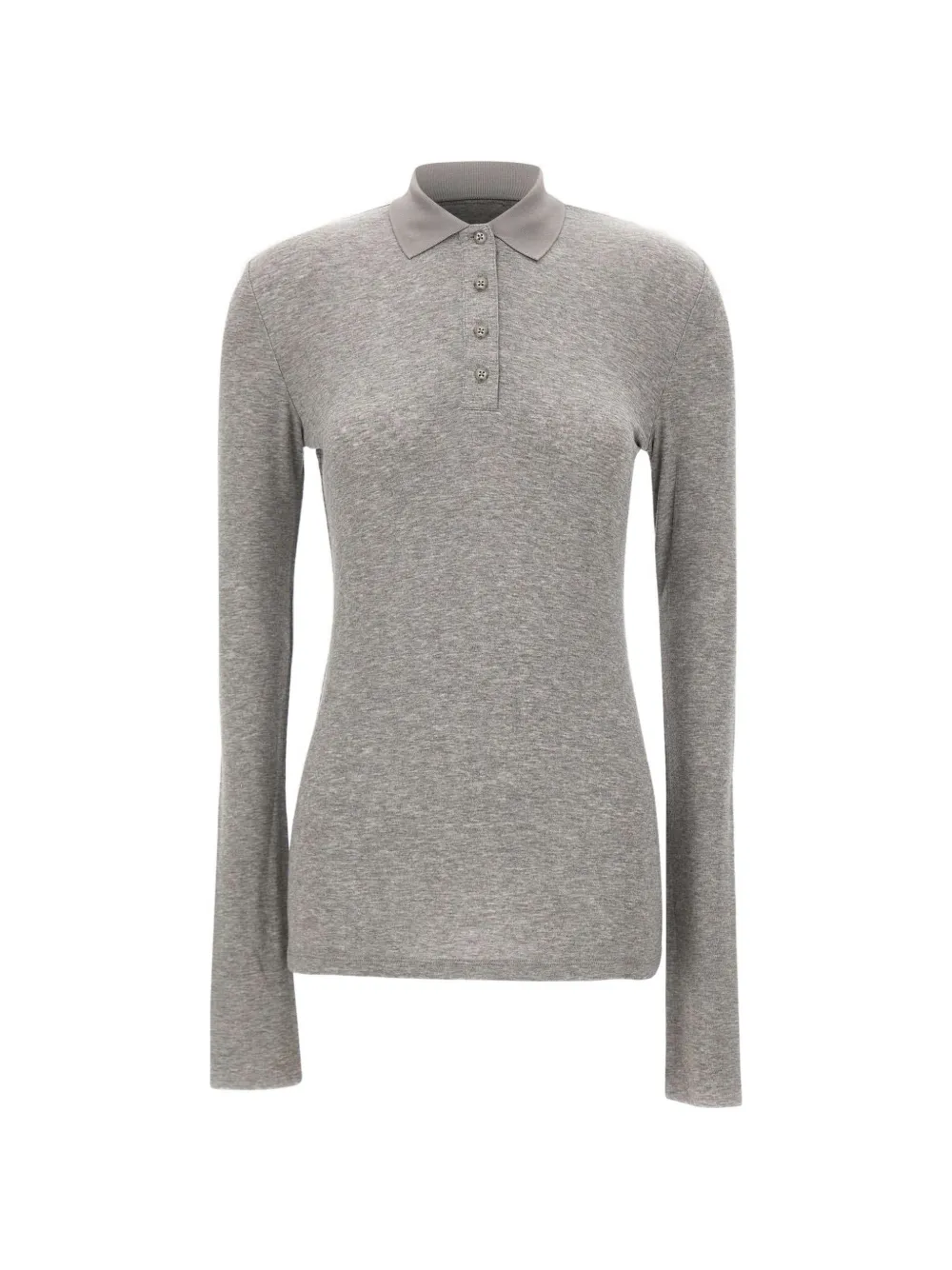 Entire Studios Ribbed Long-sleeve Polo In Gray