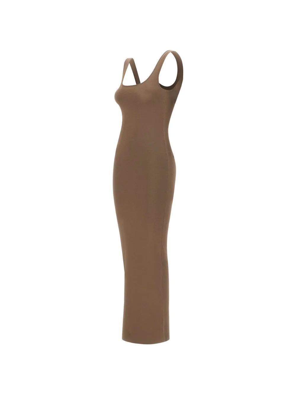  Entire Studios Square Neck Knit Midi Dress - Brown 