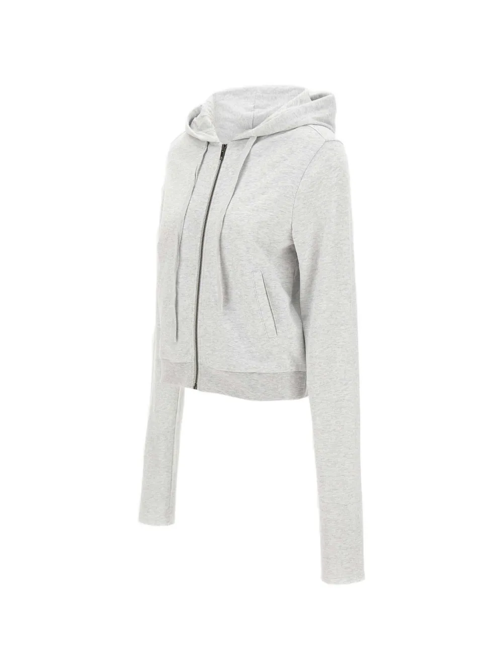 Zip Drawstring Cropped Hoodie