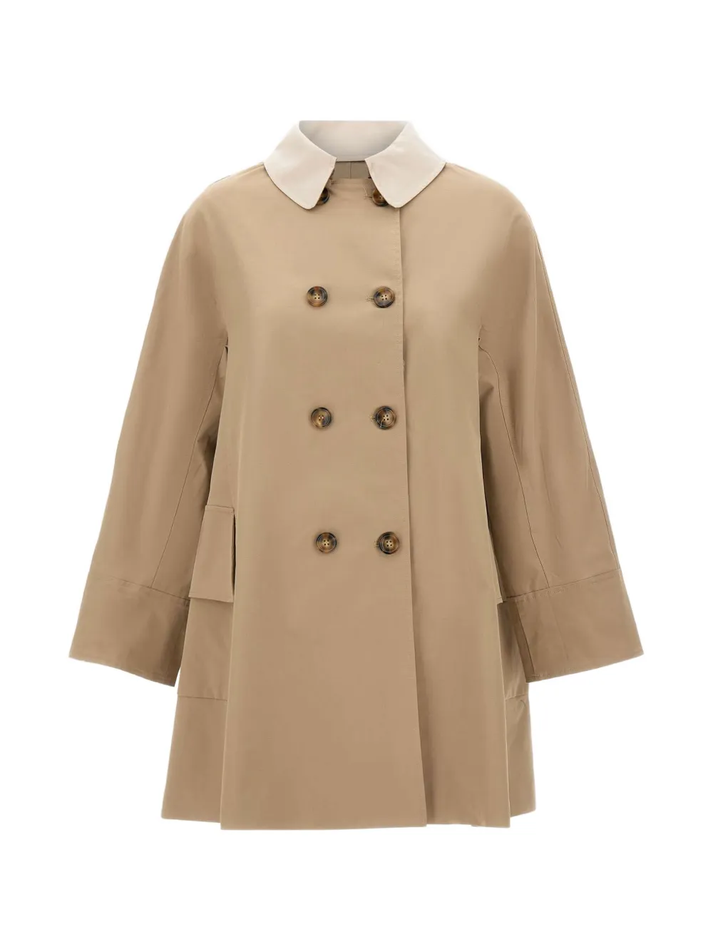 ELENA MIRO` double-breasted contrasting-collar coat - Nude
