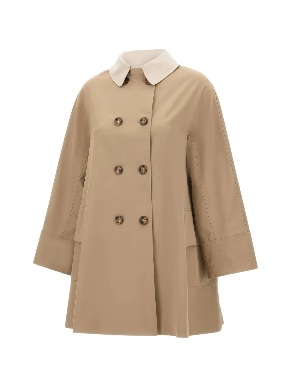  Elena Miro` Double-breasted Contrasting-collar Coat - Neutrals 