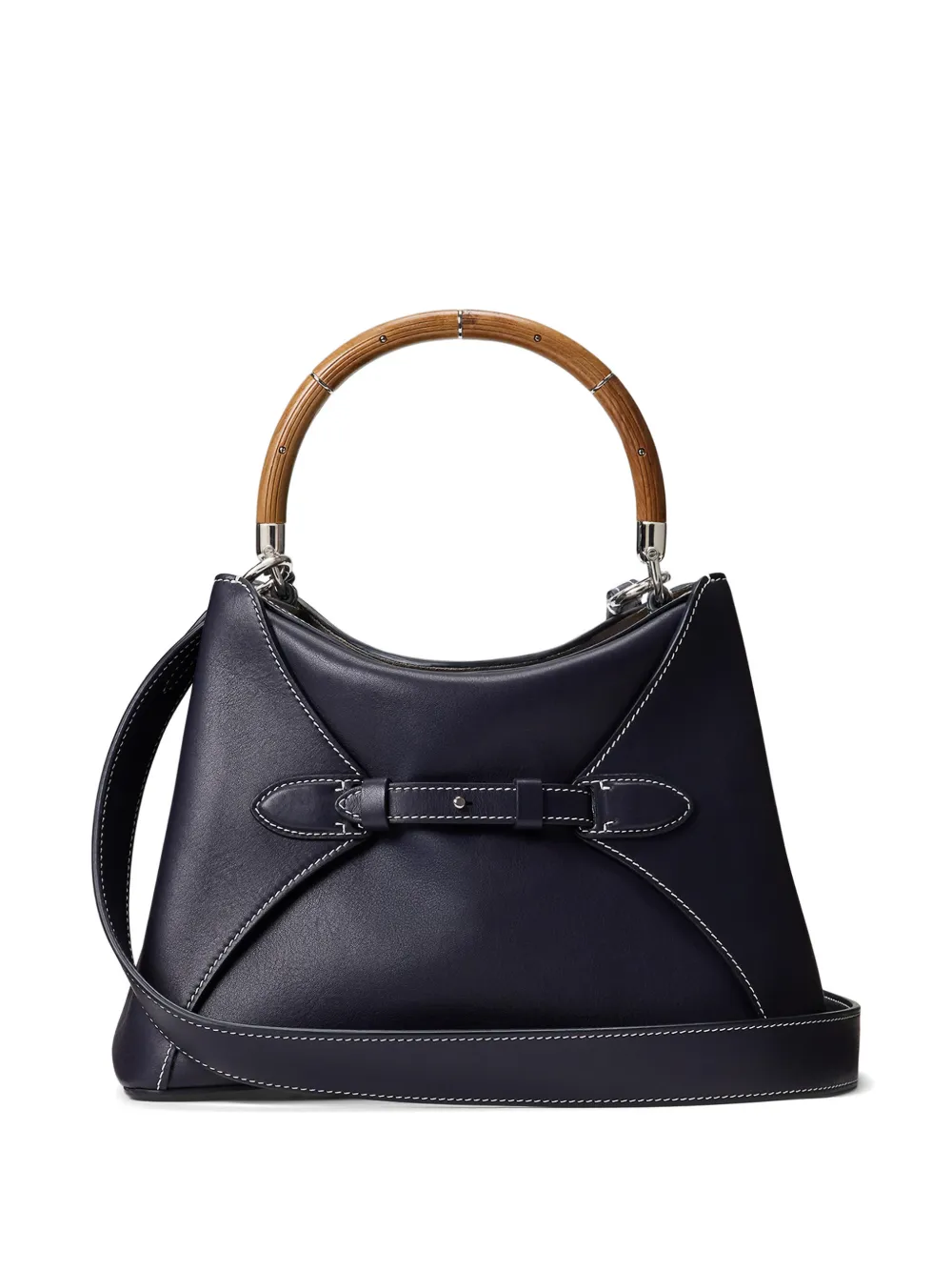  Ralph Lauren Collection The Ralph Wood-handle Leather Tote Bag - Blue 