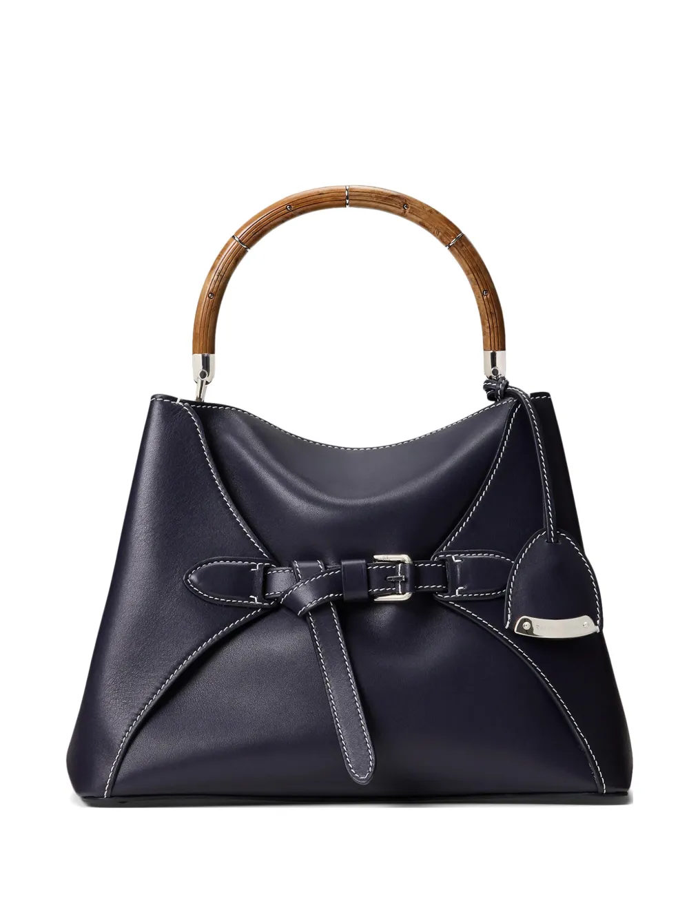Ralph Lauren Collection The Ralph wood-handle leather tote bag - Blu