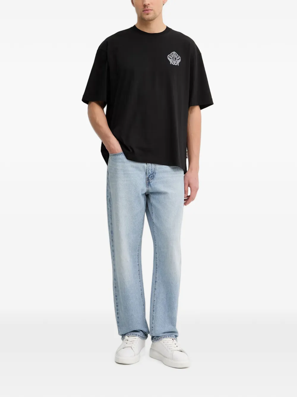 Just Cavalli T-shirt met geborduurd logo Zwart