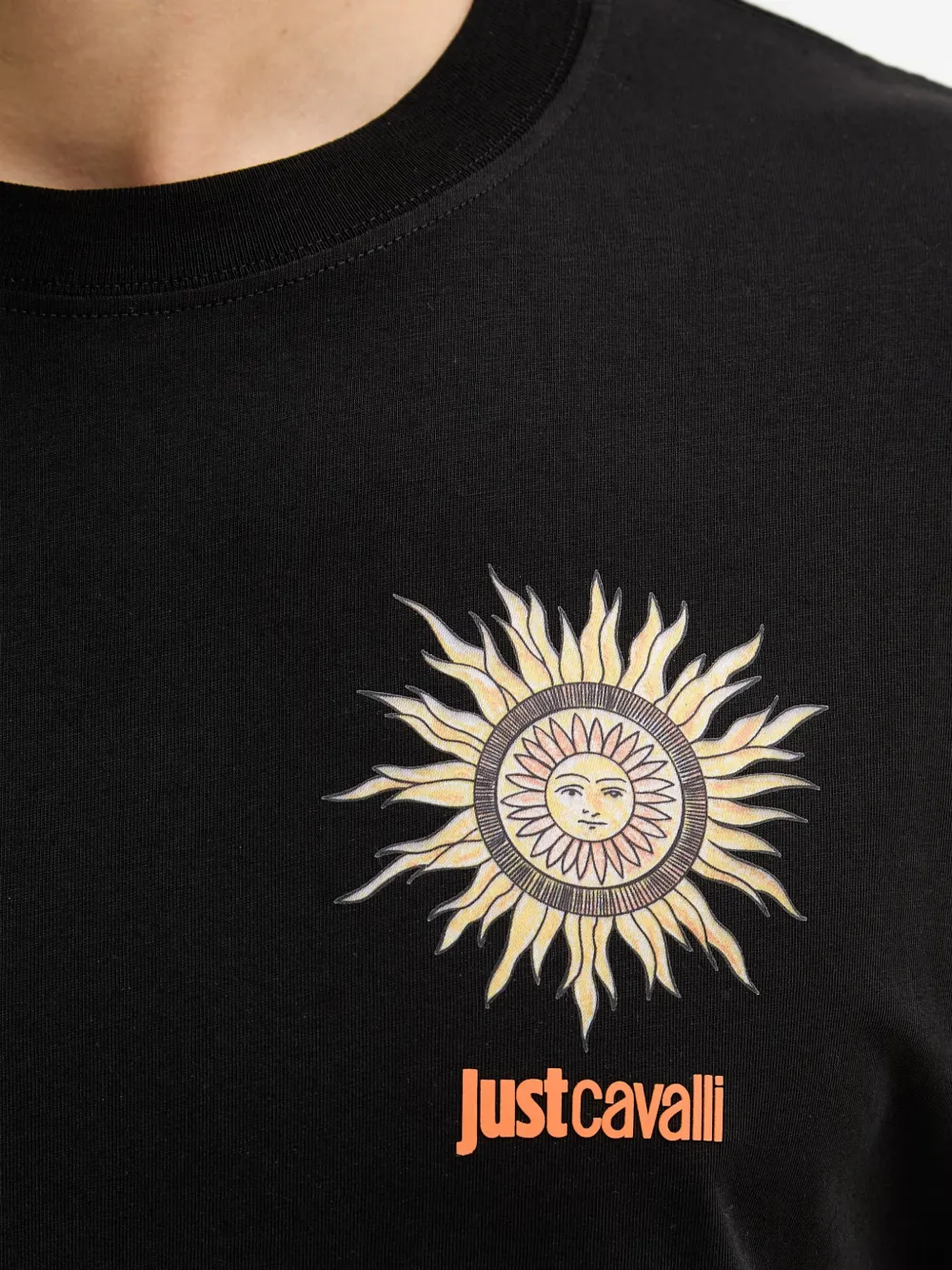 Just Cavalli T-shirt met logoprint en zonprint Zwart