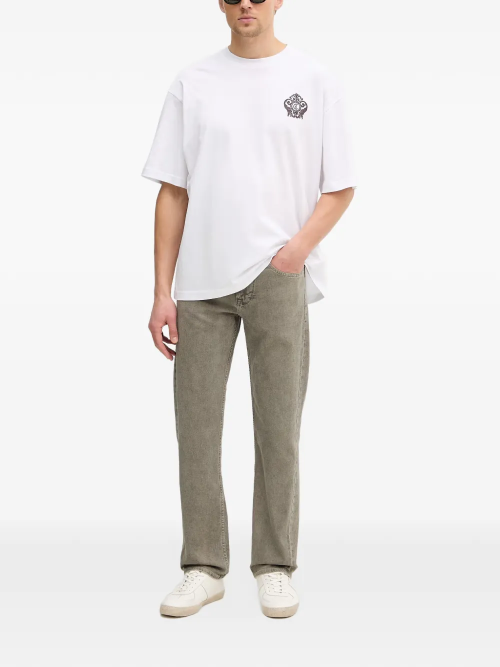 Just Cavalli logo-embroidered T-shirt Wit