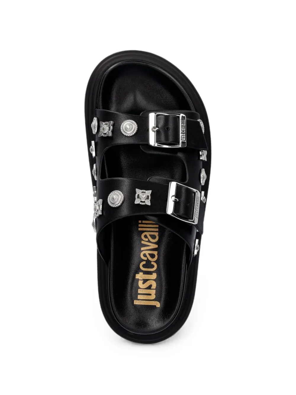 Just Cavalli stud-embellished buckle-fastening sandals Zwart