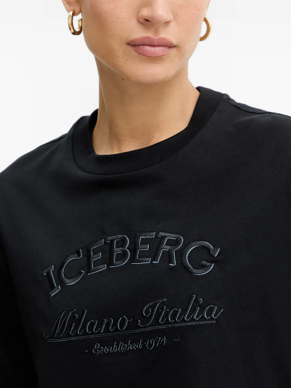 Iceberg Boxy-fit T-shirt met geborduurd logo Zwart