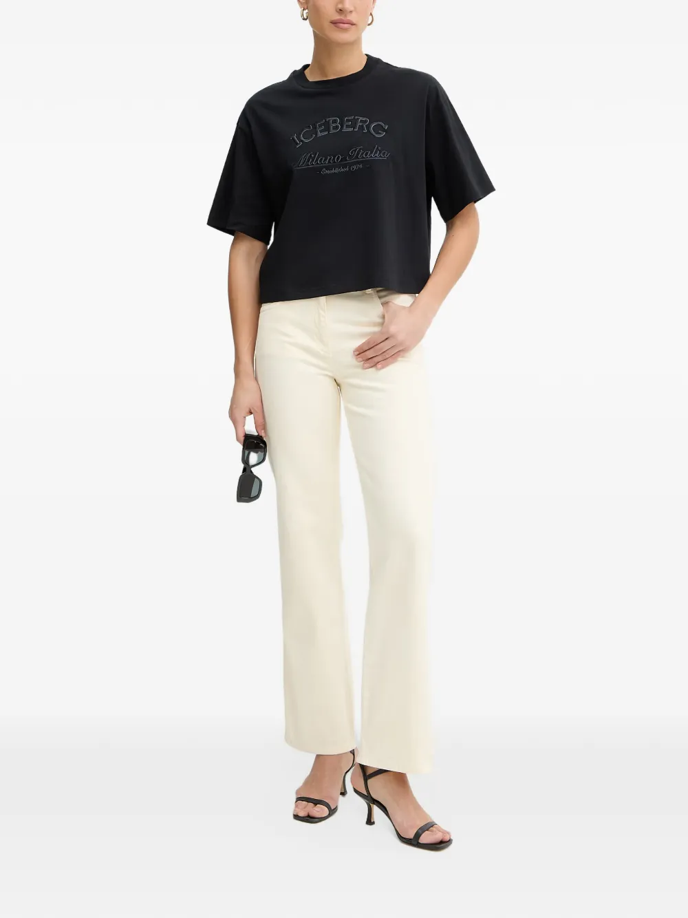 Iceberg Boxy-fit T-shirt met geborduurd logo Zwart
