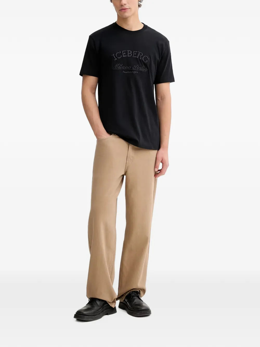 Iceberg T-shirt met geborduurd logo Zwart