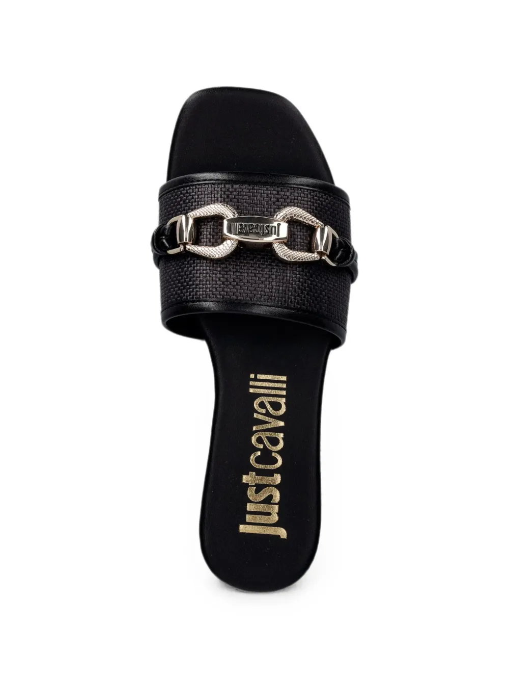 Just Cavalli chain-link woven slides Zwart