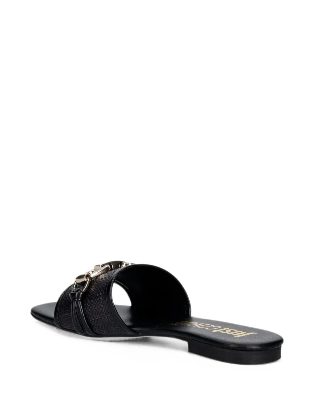 Just Cavalli chain-link woven slides Zwart