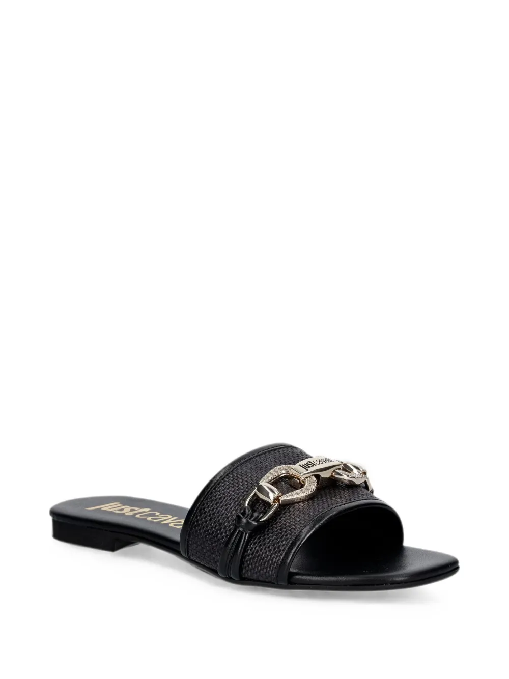 Just Cavalli chain-link woven slides Zwart