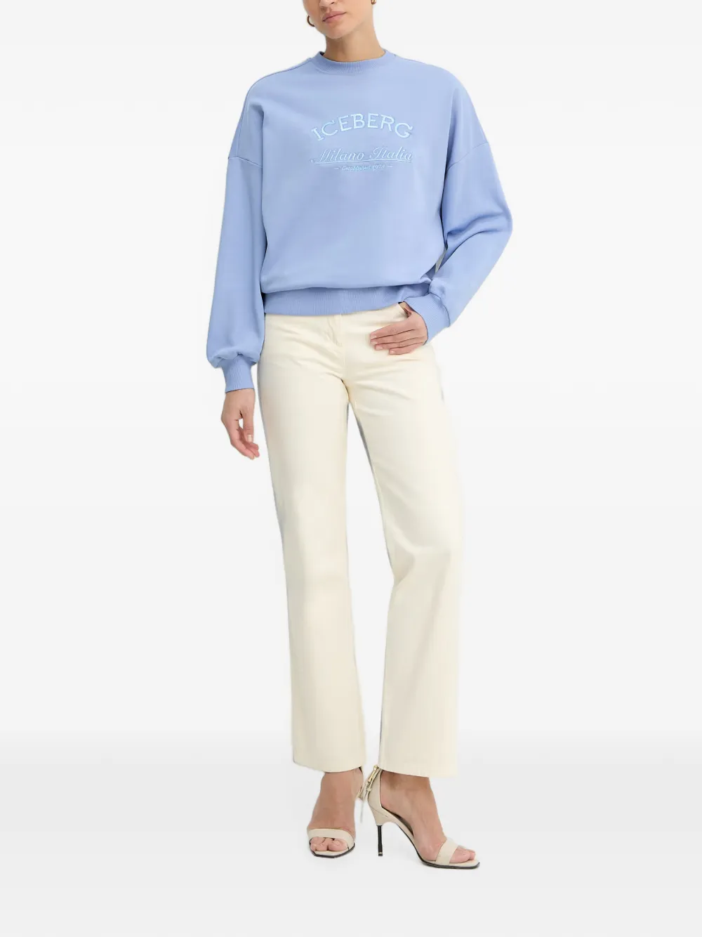Iceberg Trui met geborduurd logo en verlaagde schouders Blauw