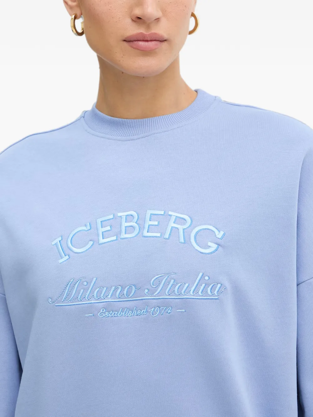 Iceberg Trui met geborduurd logo en verlaagde schouders Blauw