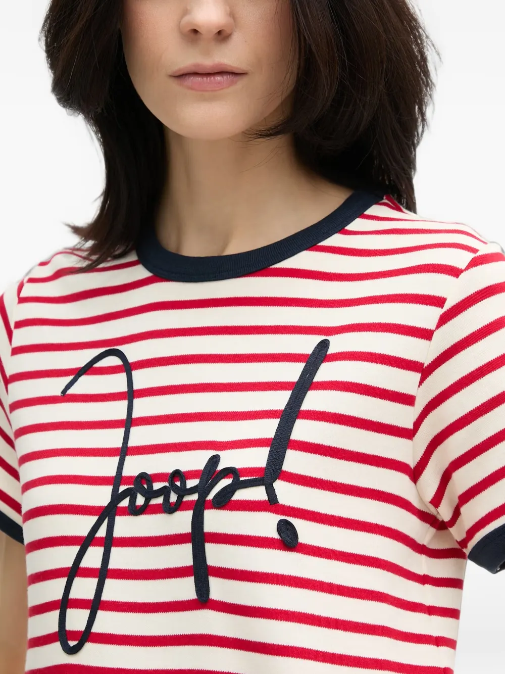 Joop! Trinity gestreept T-shirt Rood
