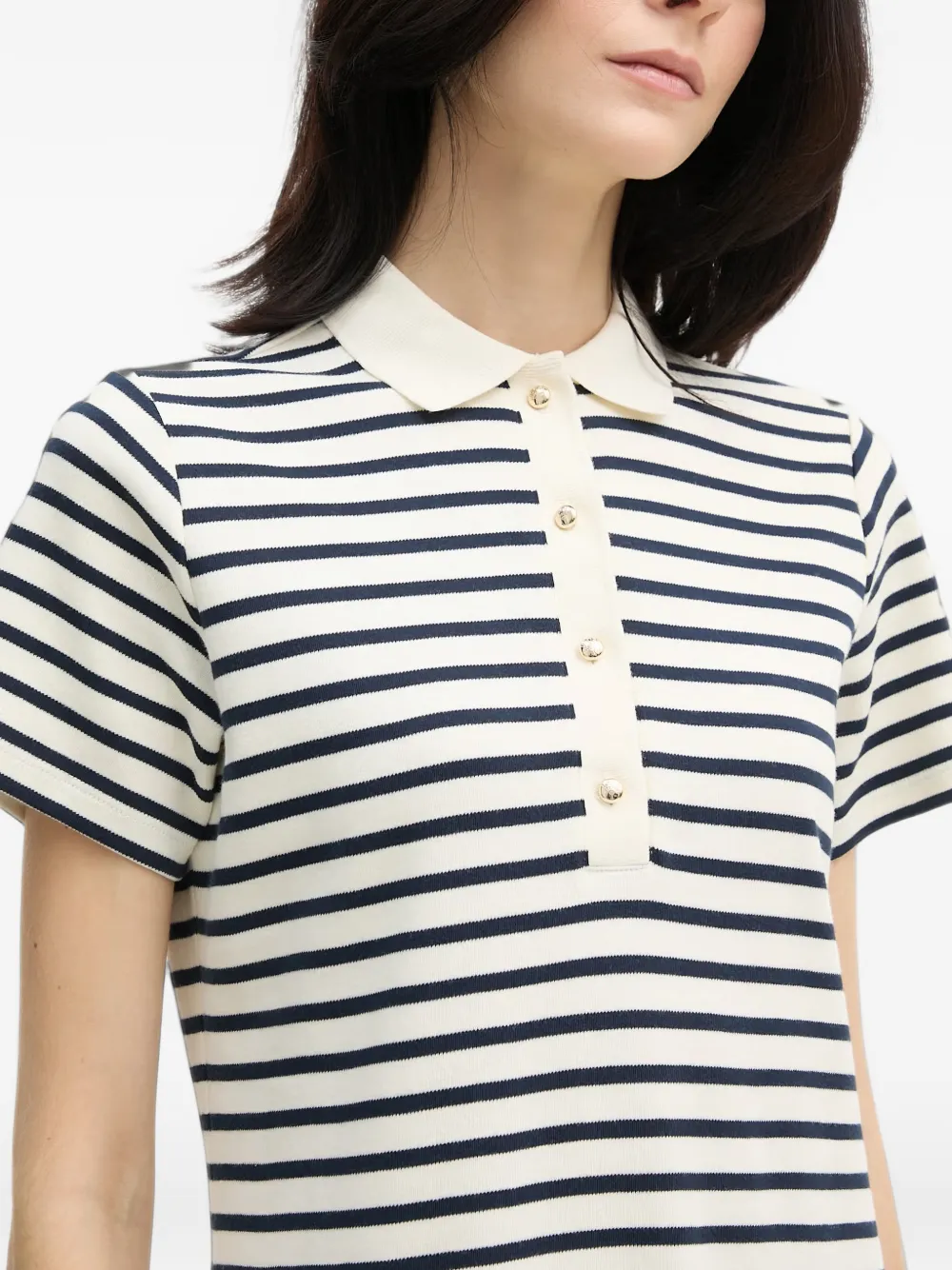 Joop! Travissa gestreepte mini-polojurk met korte mouwen Wit