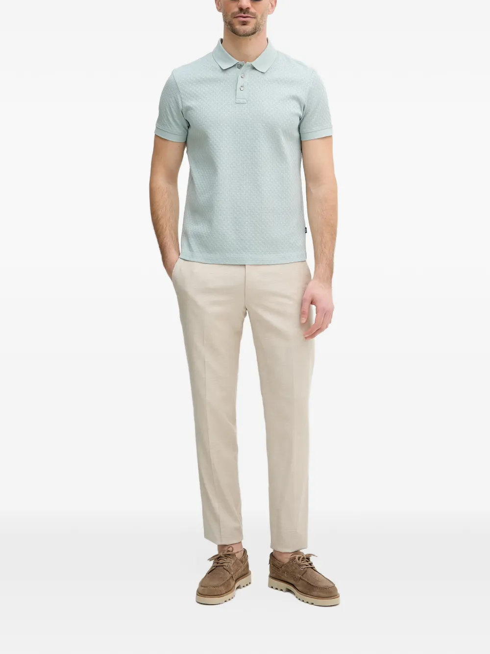 Joop! Poloshirt met textuur Blauw