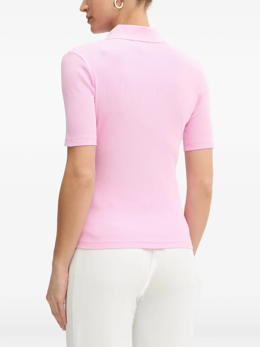 Iceberg logo-embroidered ribbed-knit polo shirt Roze