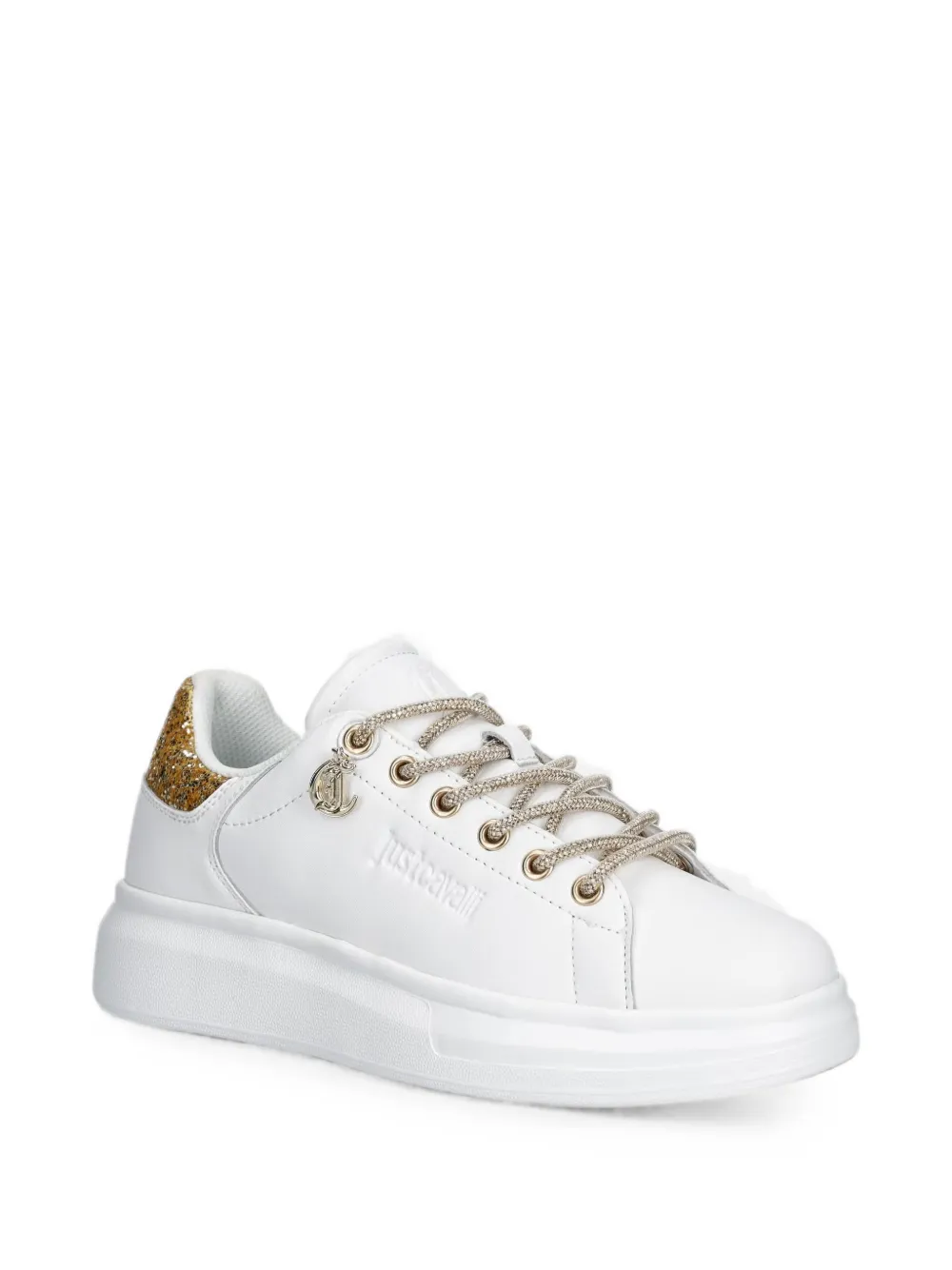 Just Cavalli glitter-detail lace-up sneakers Wit
