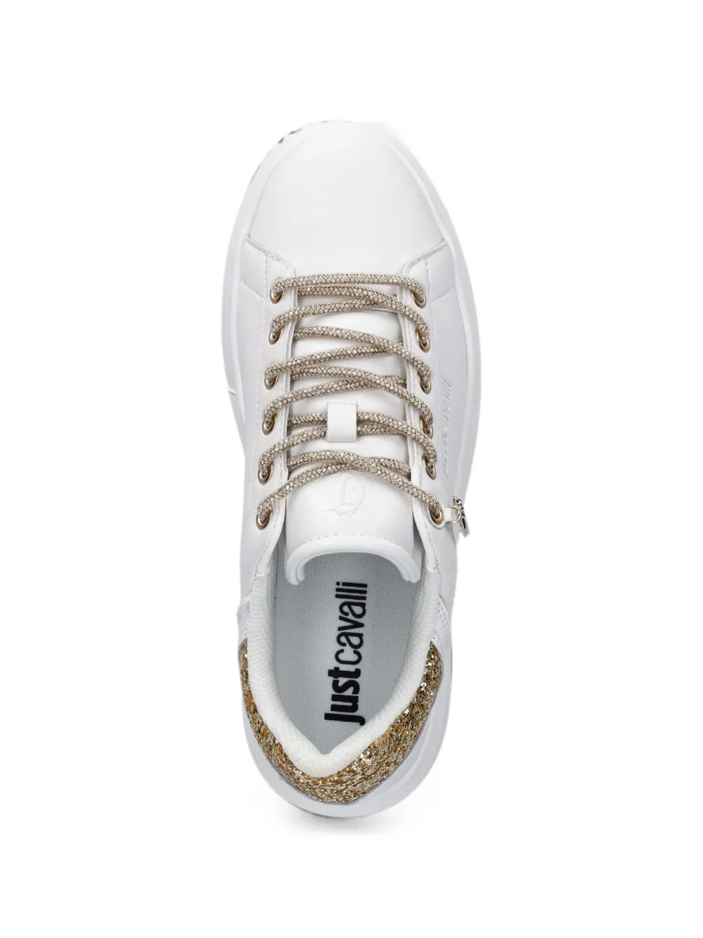 Just Cavalli glitter-detail lace-up sneakers Wit
