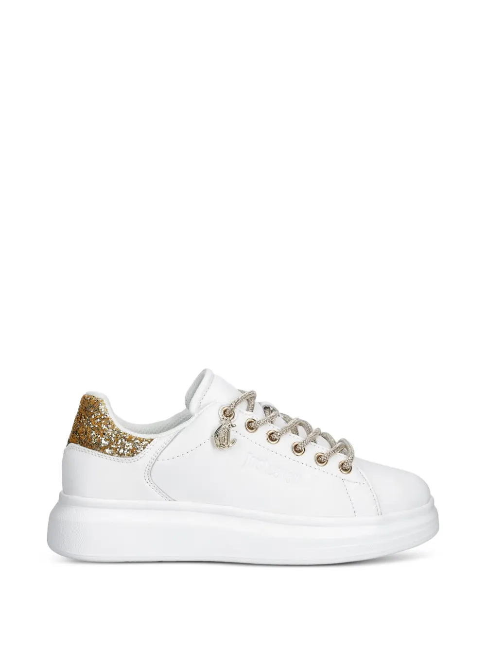 Just Cavalli glitter-detail lace-up sneakers - Weiß