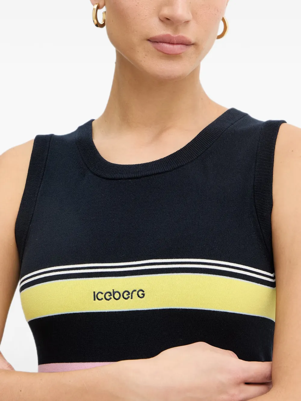 Iceberg Tanktop met geborduurd logo Zwart
