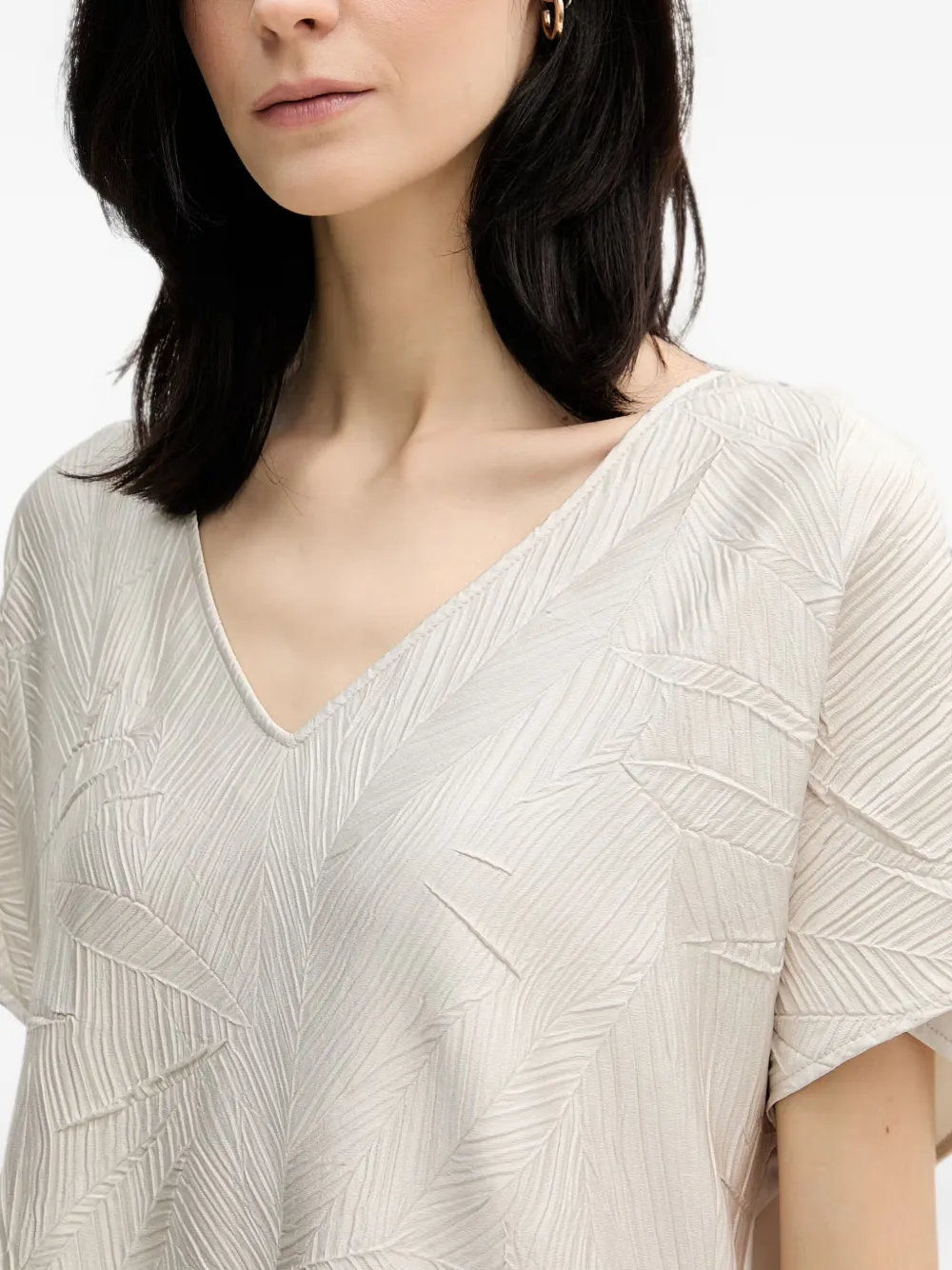 Joseph Ribkoff T-shirt met textuur en V-hals Beige
