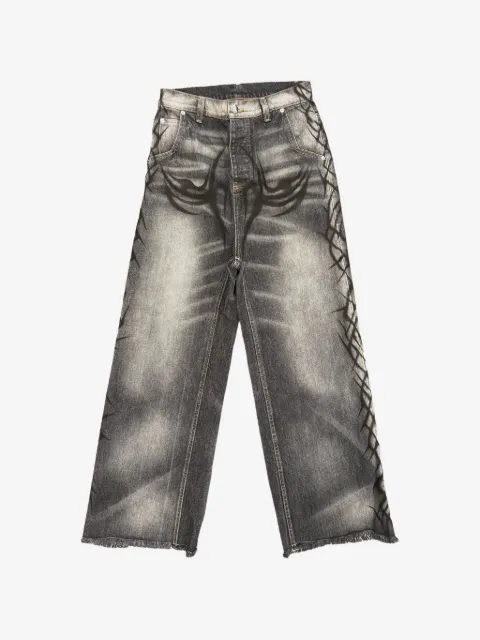 HELLSTAR graffiti-details wide-leg jeans