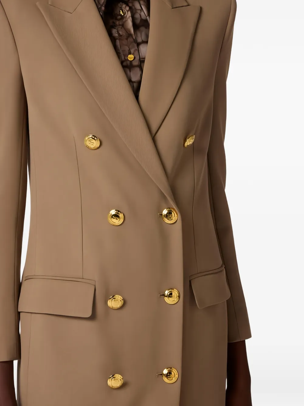 Elisabetta Franchi Mantel met dubbele rij knopen Bruin