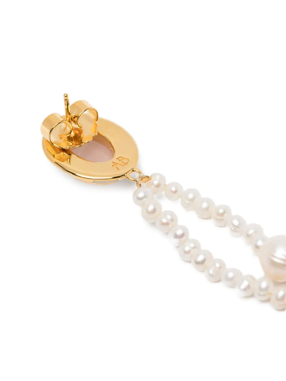  Aurelie Bidermann Mirasol Oval Drop Pearl Earrings - Gold 